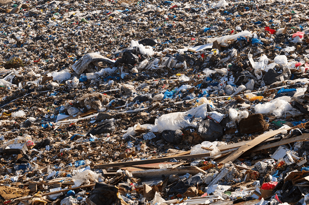 Trash at an open air dump